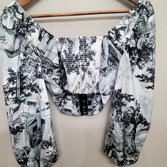 Urban Outfitters Corset Top Crop Top Puffy Sleeves. UO Maddie Bustier Blouse. - Picture 4 of 11